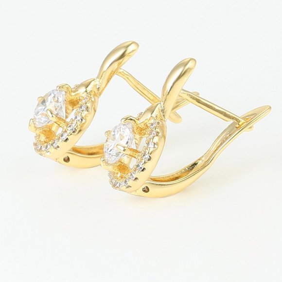 Round Cut CZ Earrings&Ring 18KGP Set - Picture 10 of 14